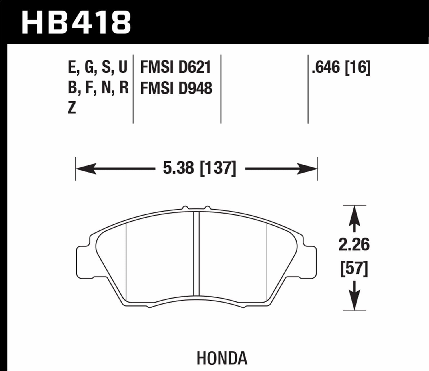 HB418F.646 HPS Performance Street Brake Pads