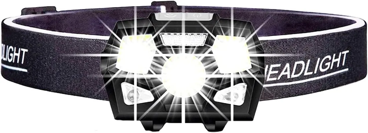 Headlamps, LED Ultra Bright Headlamp Motion Sensor Hard Hat Head Lamp Powerful Headlight USB Rechargeable Waterproof Flashlight