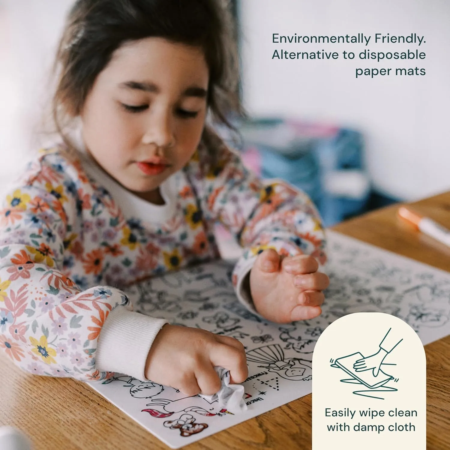 Hey Doodle Shape Shifters Classic Doodle Mat – Reusable Silicone Drawing Mat for Toddlers and Kids – Educational Shape & Animal Activity Pad with 9 Markers – Mess-Free Travel Toy – Ages 3-7
