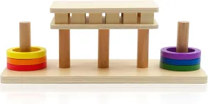 Hidoggy Montessori Wooden Ring Slide Toy for Toddlers 1-3, Wooden Educational Toy Stacking Toy for Hand-Eye Coordination, STEAM Toddler Toy