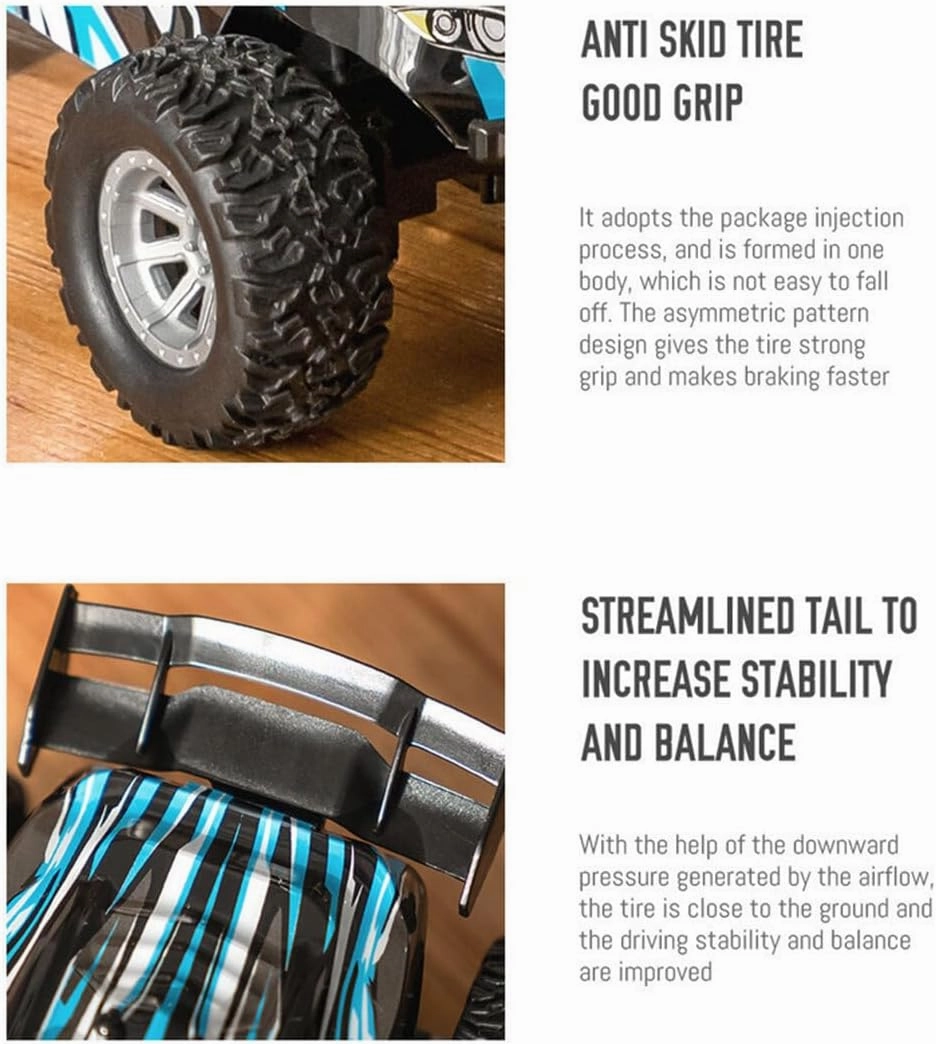 High-Speed RC Mini Electric Drift Off-Road Vehicle Model, 1/32 2.4G Electric Vehicle Model with Wireless Remote Control and Realistic Design, for Adults (RTR Version/Blue), Medium
