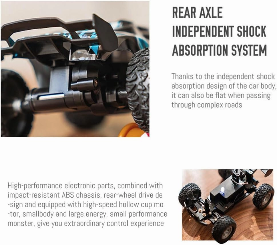 High-Speed RC Mini Electric Drift Off-Road Vehicle Model, 1/32 2.4G Electric Vehicle Model with Wireless Remote Control and Realistic Design, for Adults (RTR Version/Blue), Medium