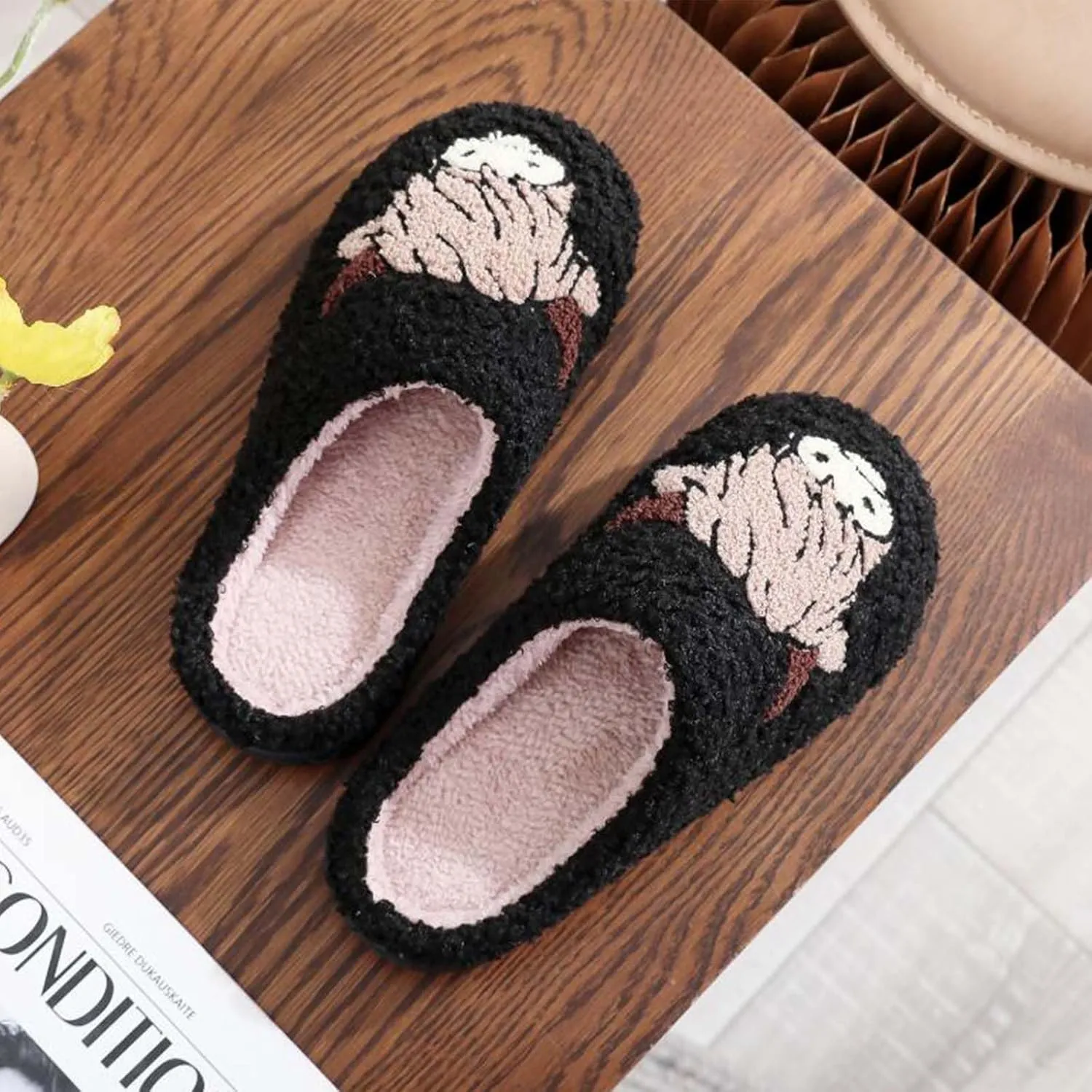 Highland Cow Slippers for Women Plush Scottish Highland Cow Animal Slippers Warm Non Slip Home Indoor Slippers