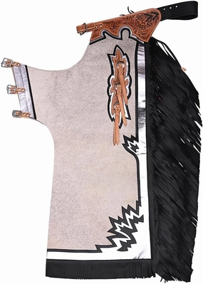 HILASON Bull Riding Light Natural Hair On Leather Rodeo Chaps | Leather Bull Riding Chaps for Men and Women | Bull Riding Chaps | Western Chaps Leather | Unisex Riding Chaps