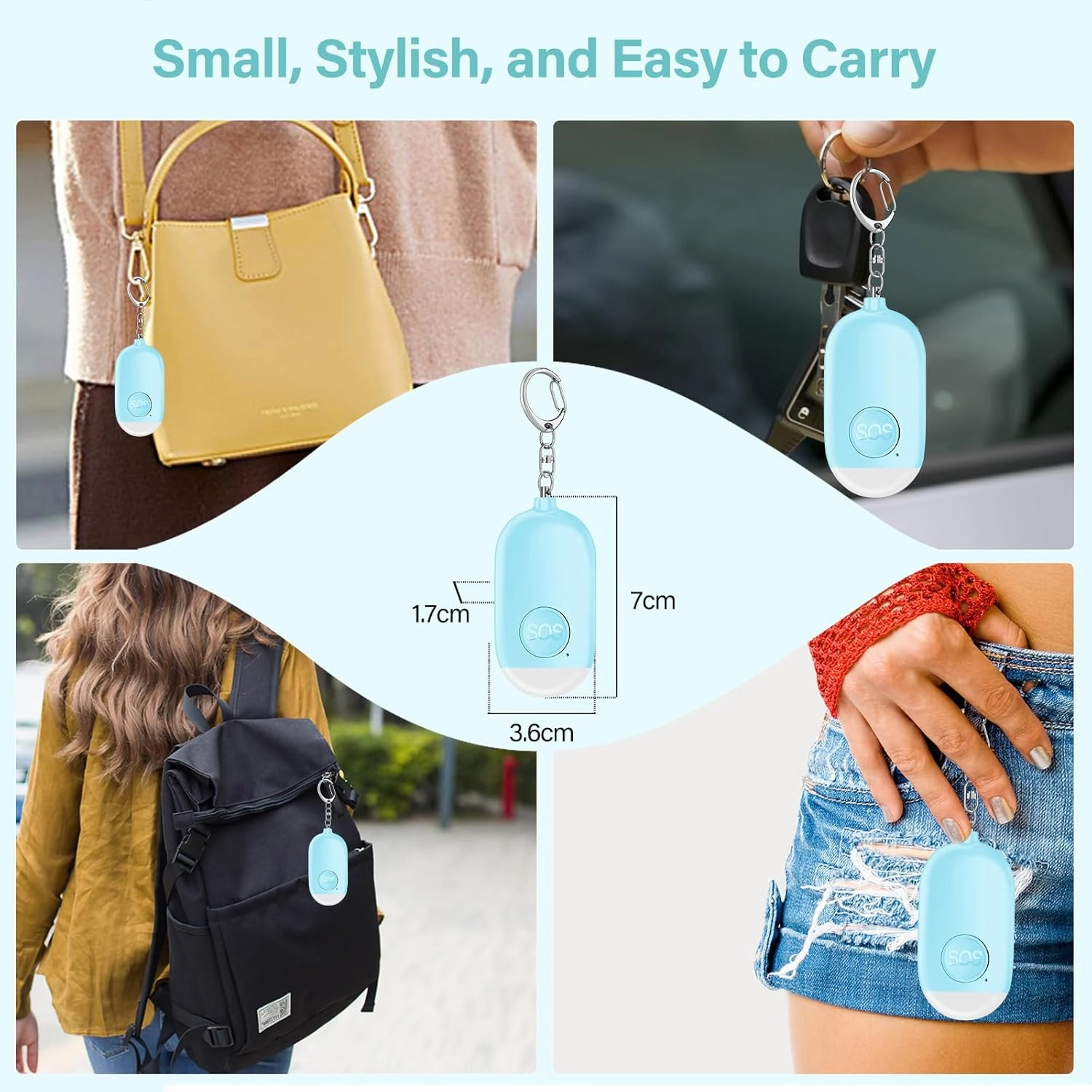 Hion Personal Safety Alarms for Women, 3 Pack Rechargeable 130dB Self Defense Alarm Keychain with LED Flashlight, Emergency Safe Sound Security Alarm for Kids Elderly College Girls(White Pink Blue)