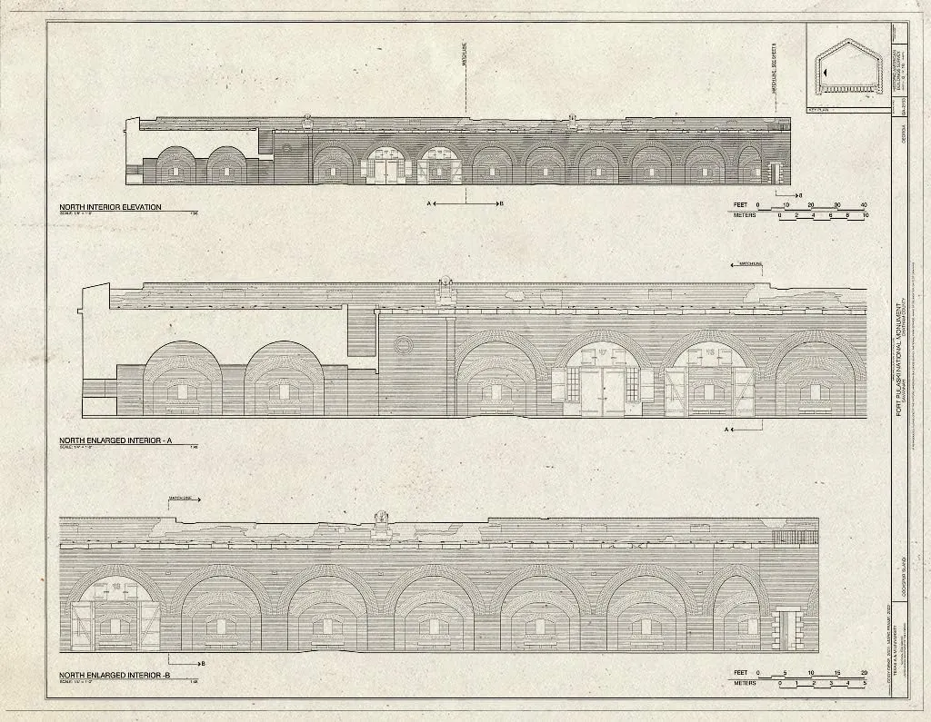 Historic Pictoric Structural Drawing HABS GA,26-SAV.V,2- (Sheet 6 of 16) - Fort Pulaski, Cockspur Island, Savannah, Chatham County, GA 30in x 24in