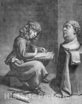 Historic Pictoric Art Print : Wallerant Vaillant - Boy Drawing a Bust of The Roman Emperor Vitellius : Vintage Wall Décor : 18in x 24in