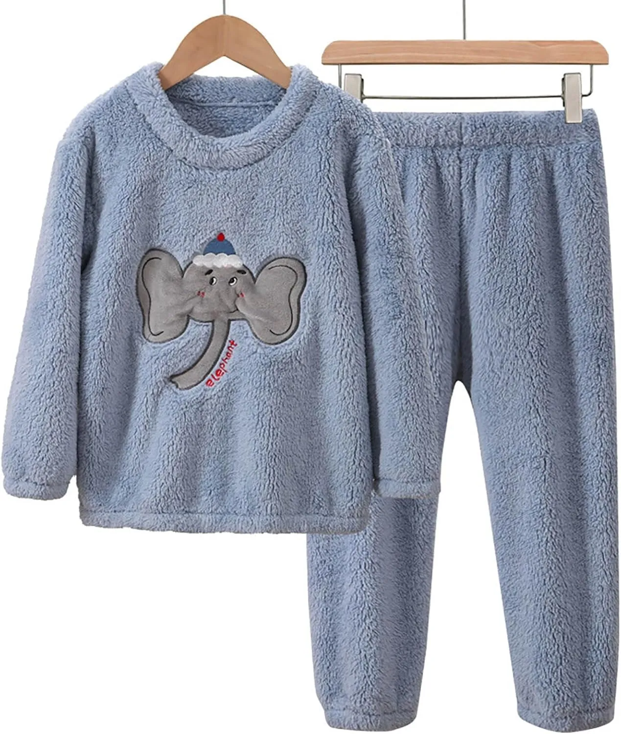 Hooded Fleece Bathrobe ?i?s Facecloth Cute Pajamas Set Winter Warm Fleece Pullover Pant Outfits 3-6 Months