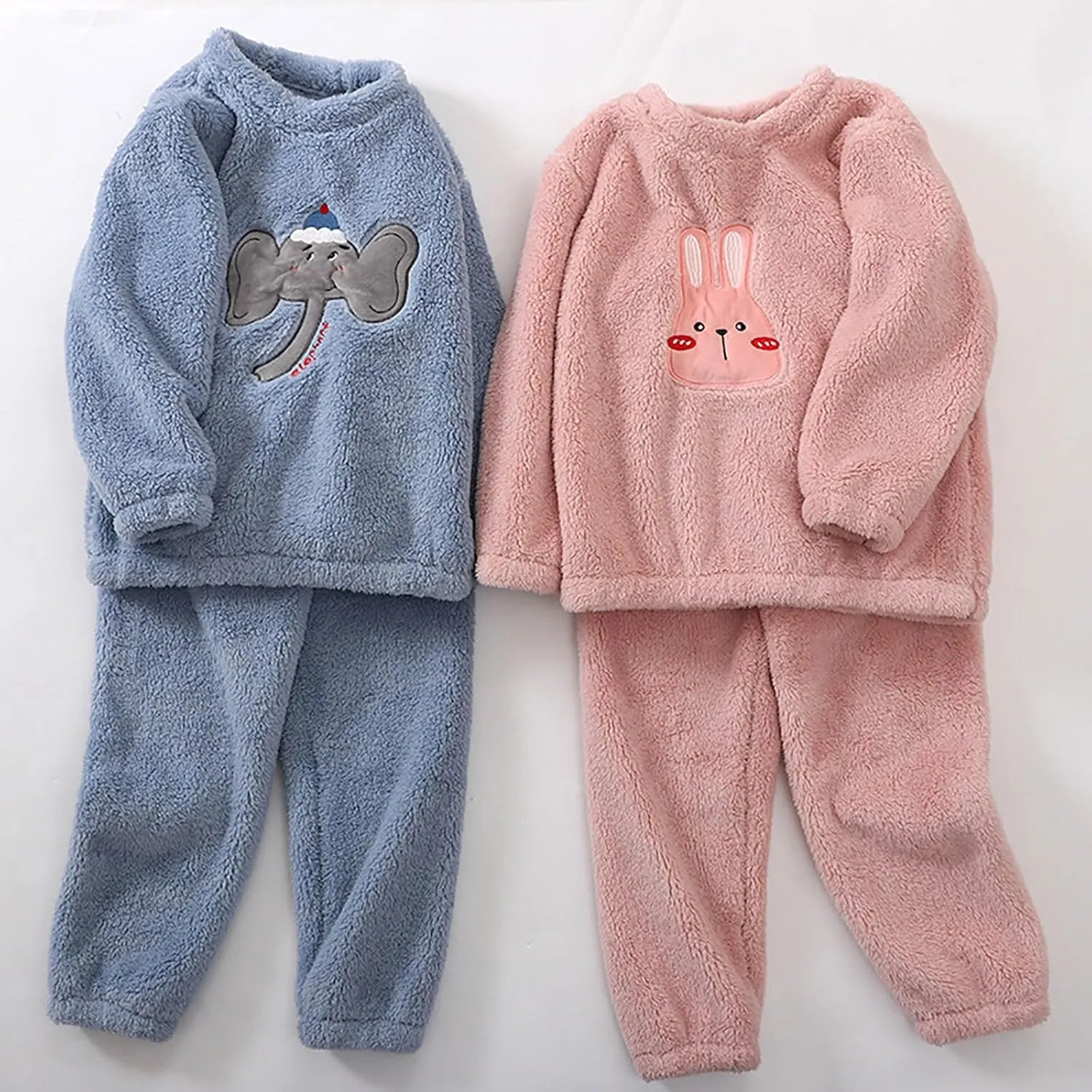 Hooded Fleece Bathrobe ?i?s Facecloth Cute Pajamas Set Winter Warm Fleece Pullover Pant Outfits 3-6 Months