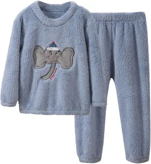 Hooded Fleece Bathrobe ?i?s Facecloth Cute Pajamas Set Winter Warm Fleece Pullover Pant Outfits 3-6 Months