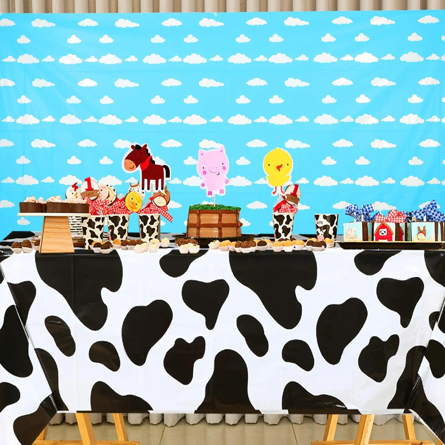 Hosuly 12 Pcs Story Tablecloth Table Cover Story Birthday Party Decorations Boy Baby Shower Decorations Toy Inspired Party Supplies, 54 x 108 Inch (Bright Style)