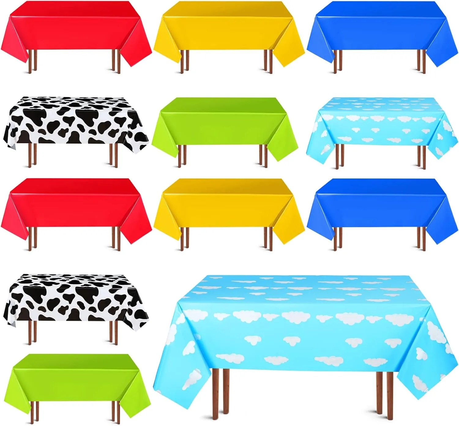 Hosuly 12 Pcs Story Tablecloth Table Cover Story Birthday Party Decorations Boy Baby Shower Decorations Toy Inspired Party Supplies, 54 x 108 Inch (Bright Style)