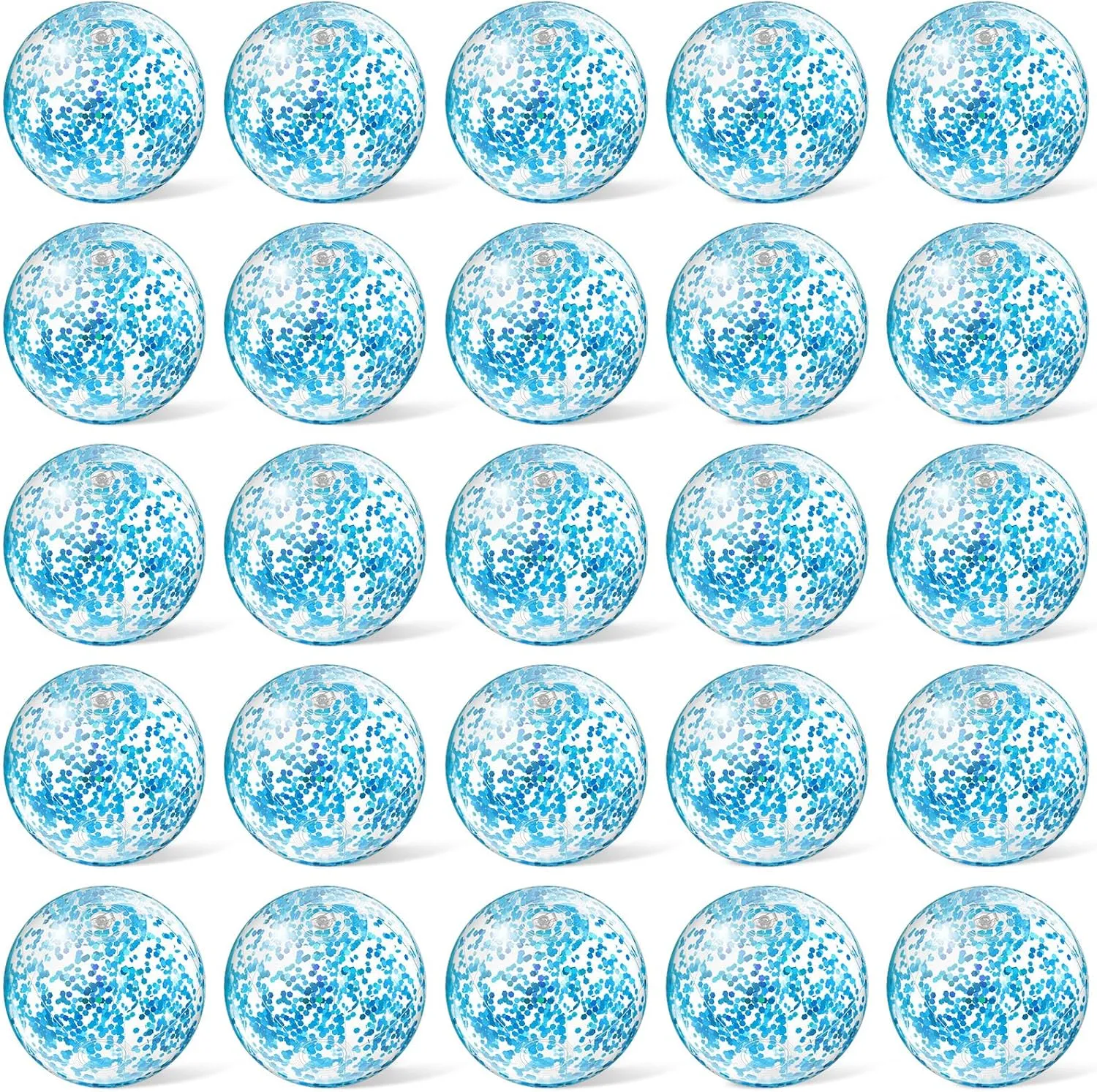 Hungdao 25 Pcs Inflatable Glitter Beach Ball 8 Inches Mini Clear Floatable Confetti Ball for Kids Bulk Swimming Pool Theme Party Toy for Hawaiian Theme Party Decorations Favors Supplies