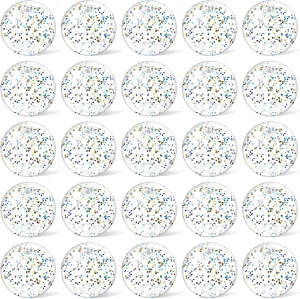 Hungdao 25 Pcs Inflatable Glitter Beach Ball 8 Inches Mini Clear Floatable Confetti Ball for Kids Bulk Swimming Pool Theme Party Toy for Hawaiian Theme Party Decorations Favors Supplies