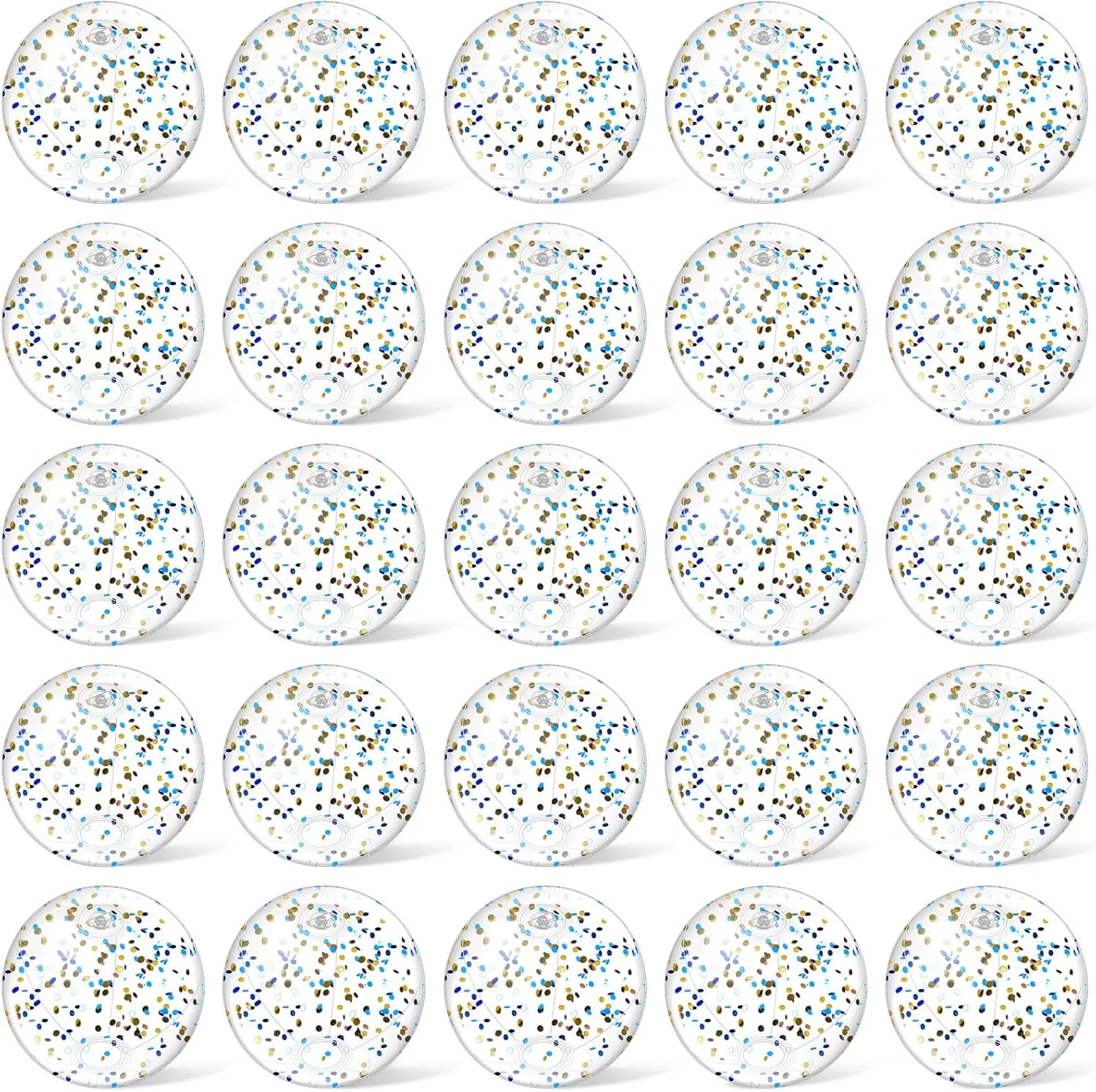 Hungdao 25 Pcs Inflatable Glitter Beach Ball 8 Inches Mini Clear Floatable Confetti Ball for Kids Bulk Swimming Pool Theme Party Toy for Hawaiian Theme Party Decorations Favors Supplies