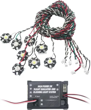 HXBER High Power 3W Flight Simulated Flashing Light System LED Light for RC Airplane Fixed-Wing Aircraft
