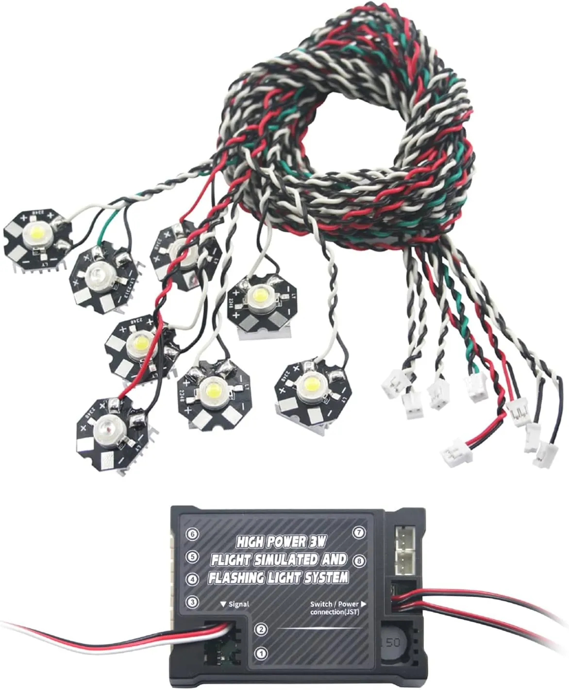 HXBER High Power 3W Flight Simulated Flashing Light System LED Light for RC Airplane Fixed-Wing Aircraft