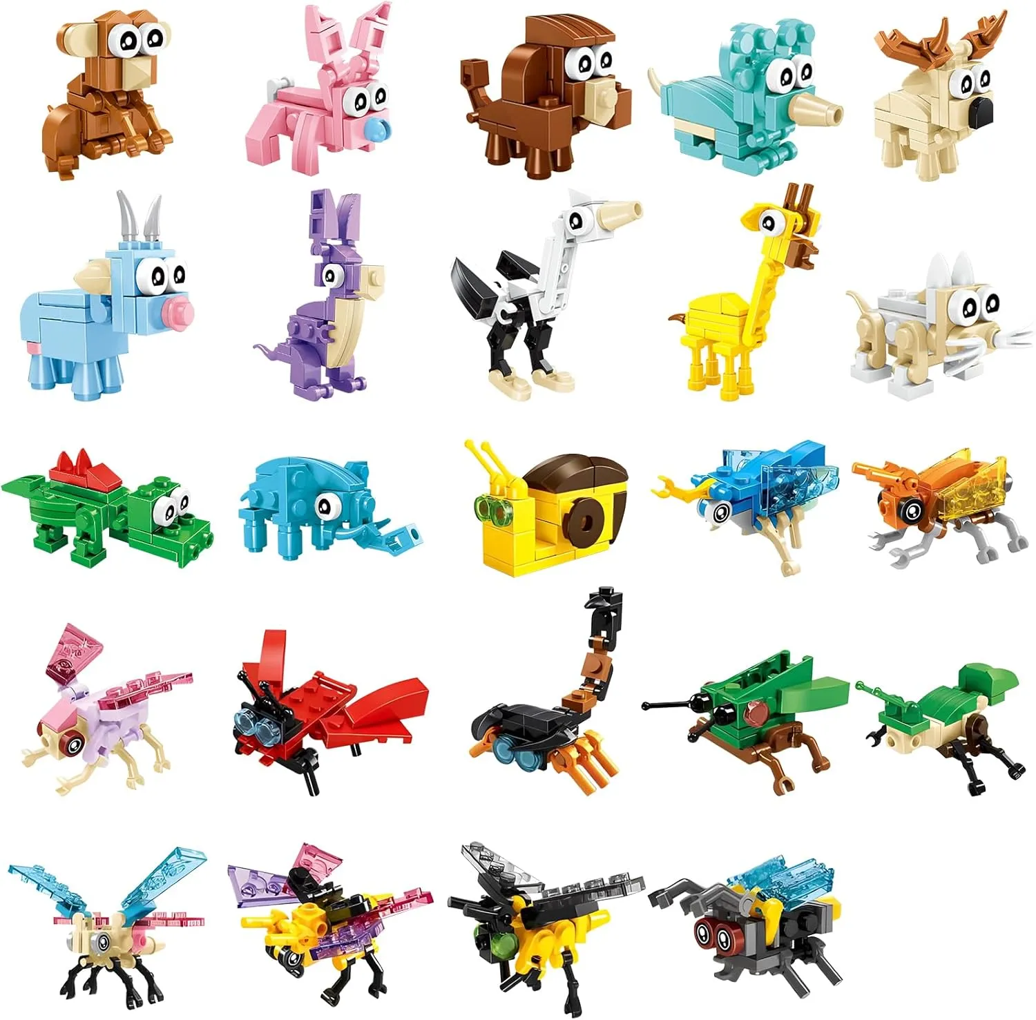 IAMGlobal 24 Packs Mini Animal Building Blocks Toy Set, Party Supplies Gifts, Animals Figures Stem Toys, Party Favor, Birthday, Carnival Prizes