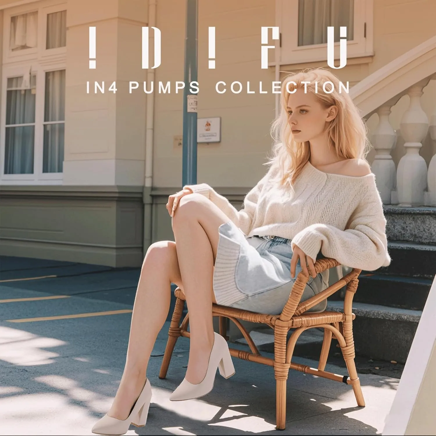 IDIFU IN4 Women's Pumps - Closed Toe Heels with Chunky Block Heels - Thick Pointed Toe Dress Shoes for Women - Wedding, Prom, Bridal, Office, Business - Comfortable, Formal, Fashion, Classic Pumps