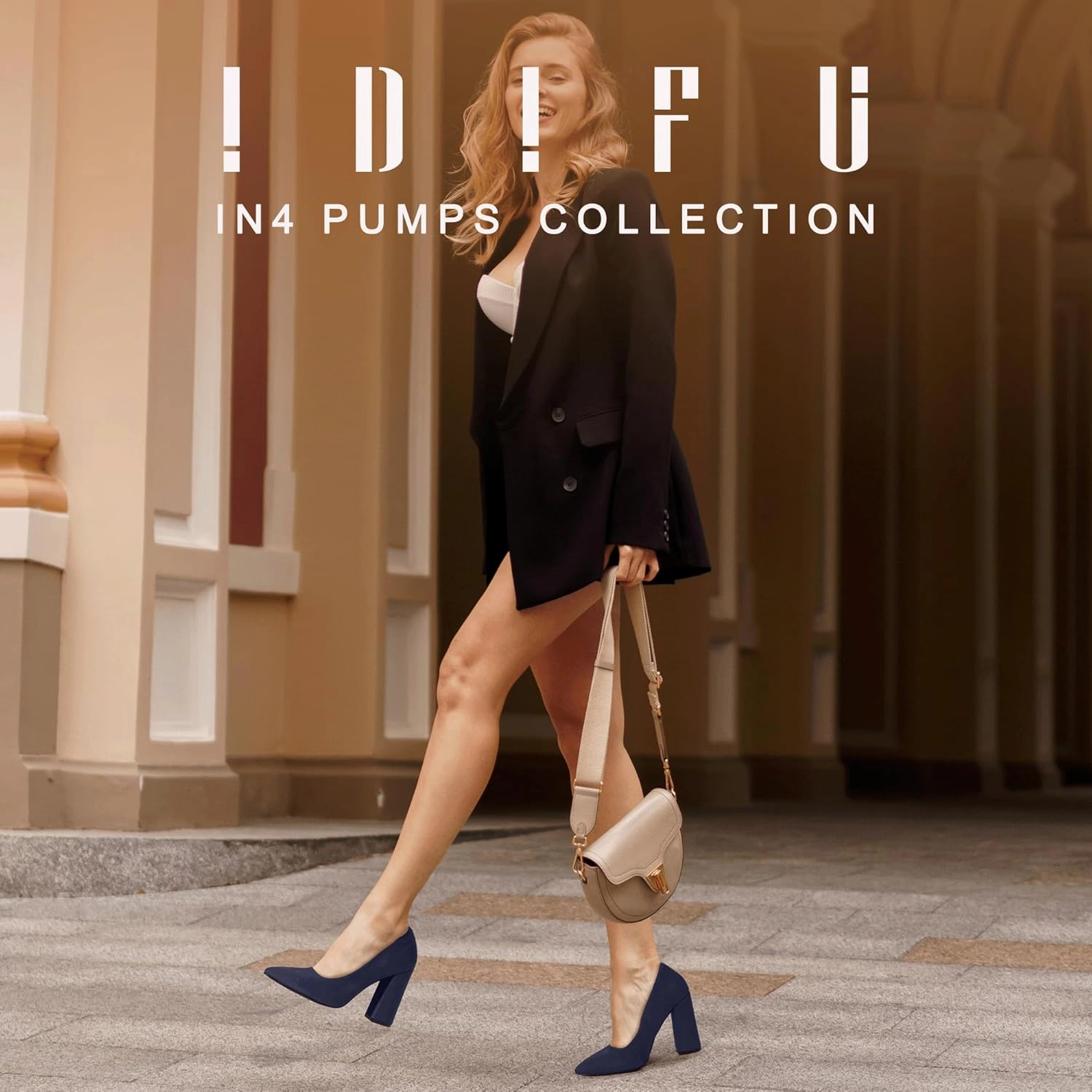 IDIFU IN4 Women's Pumps - Closed Toe Heels with Chunky Block Heels - Thick Pointed Toe Dress Shoes for Women - Wedding, Prom, Bridal, Office, Business - Comfortable, Formal, Fashion, Classic Pumps