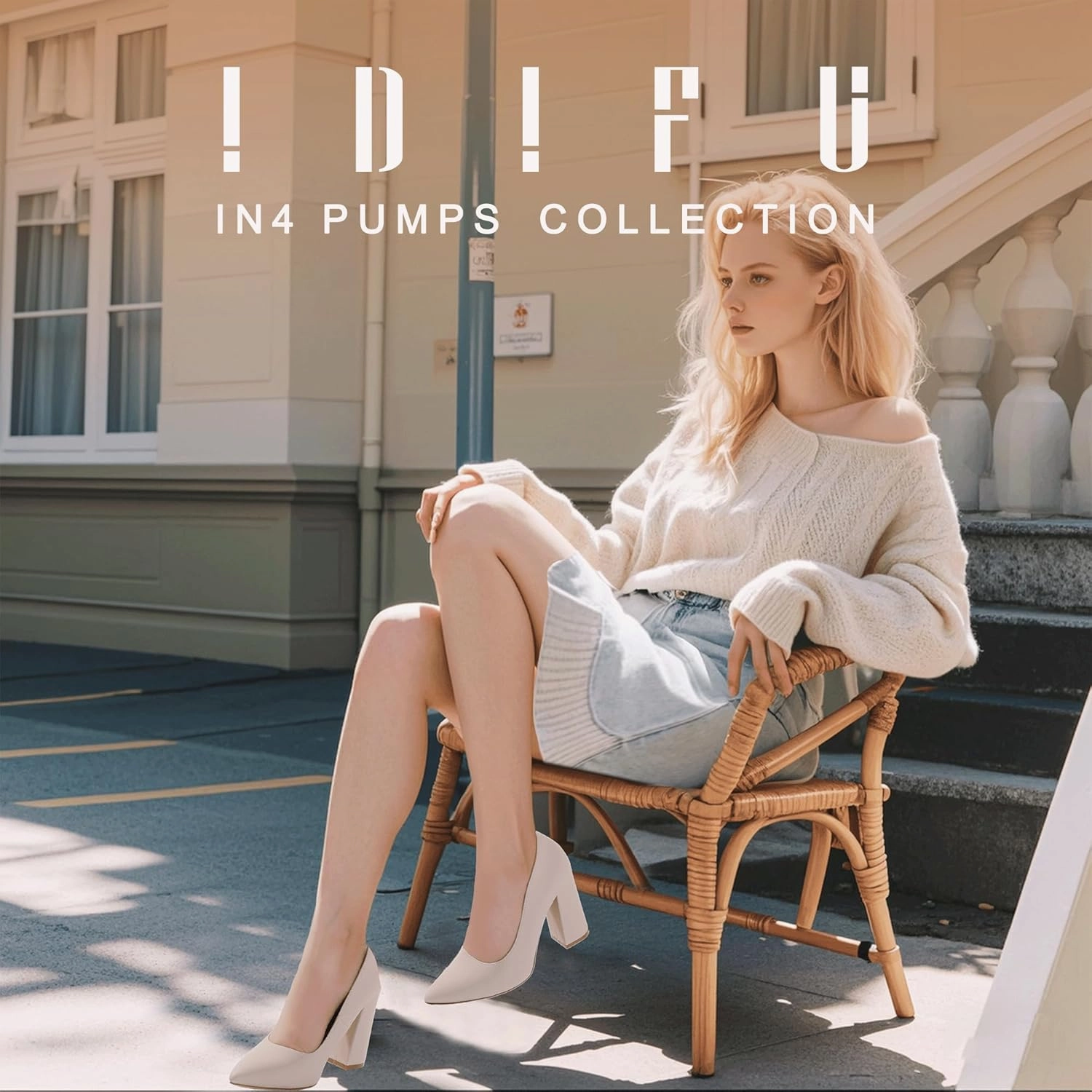 IDIFU IN4 Women's Pumps - Closed Toe Heels with Chunky Block Heels - Thick Pointed Toe Dress Shoes for Women - Wedding, Prom, Bridal, Office, Business - Comfortable, Formal, Fashion, Classic Pumps