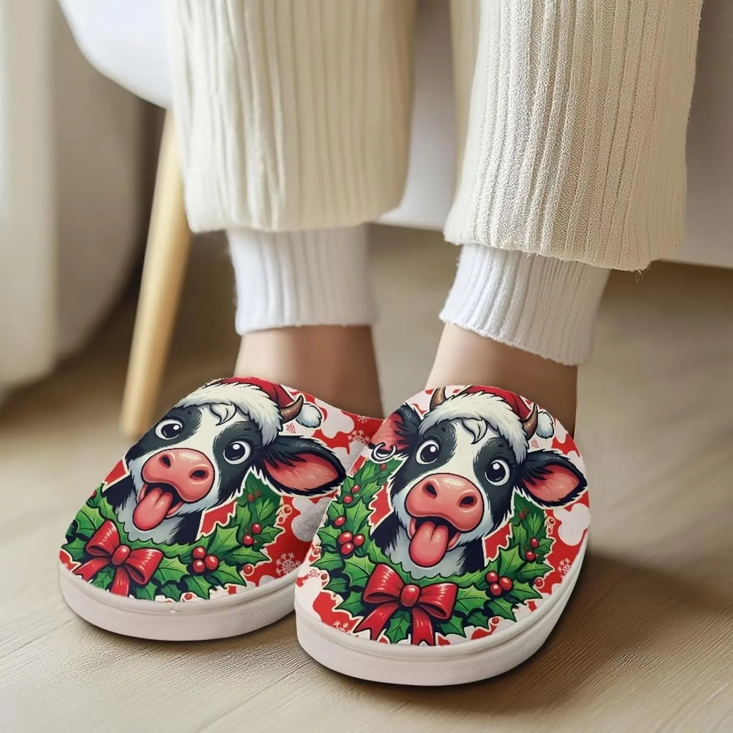 Indoor Slippers Fashion Leopard Animal Print for Women Winter Warm Cozy Fuzzy Shoes Universal Fit for Home Bedroom Kitchen