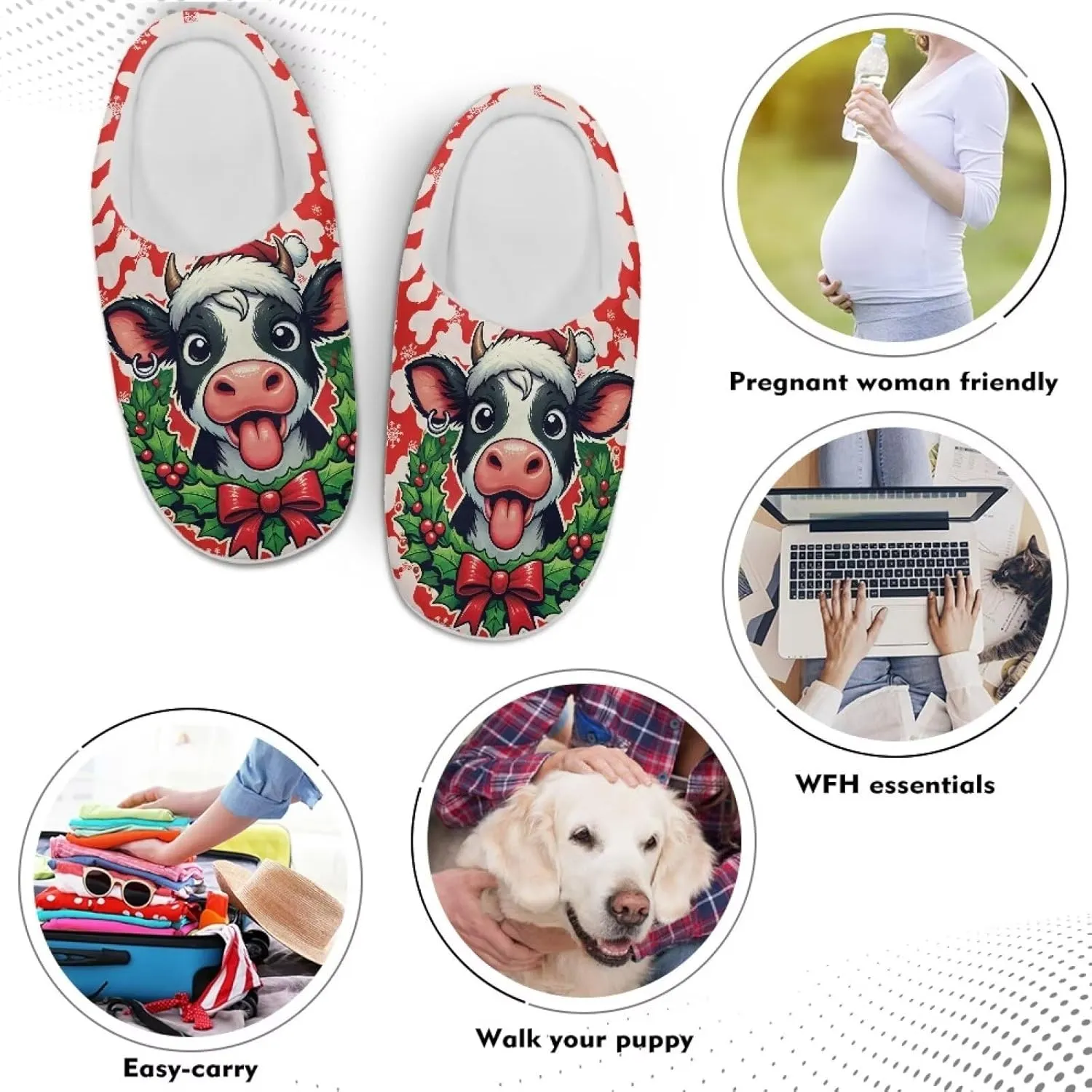 Indoor Slippers Fashion Leopard Animal Print for Women Winter Warm Cozy Fuzzy Shoes Universal Fit for Home Bedroom Kitchen
