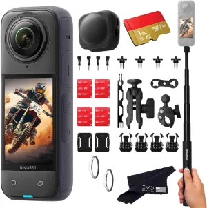 Insta360 X4 Motorcycle Bundle- 8K Waterproof 360 Action Camera with 1/2"" 48MP Sensors, 8K 360 HDR Video, |Includes Motorcycle Bundle, Selfie Stick, Lens Guard and Lens Cap (1TB), Black