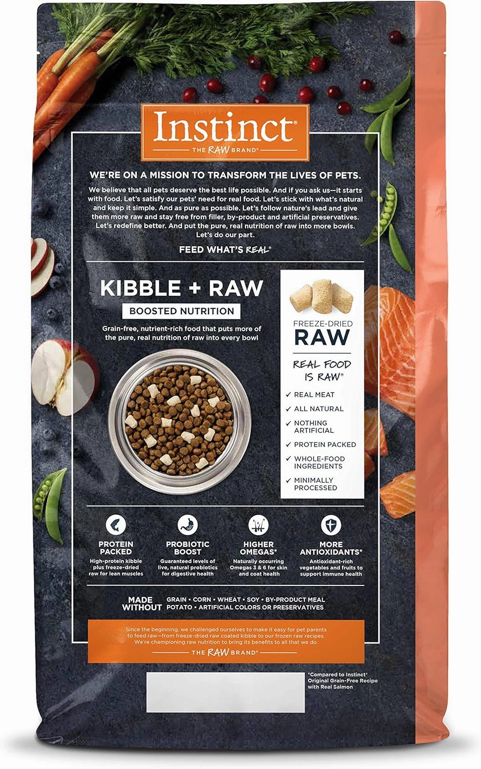 Instinct Raw Boost, Natural Dry Dog Food with Freeze Dried Pieces, High Protein, Grain Free Recipe - Real Salmon, 4 lb. Bag