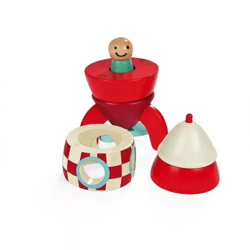 JANOD Small Wooden Magnetic Rocket Toy