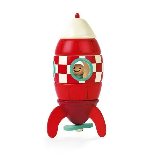 JANOD Small Wooden Magnetic Rocket Toy