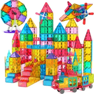 Jasonwell 100pcs Magnetic Tiles Building Blocks Set for Boys Girls Preschool Educational Magnet Construction Kit Stacking STEM Toys Christmas Birthday Gift for Kids Toddler 3 4 5 6 7 8 9 10   Year Old