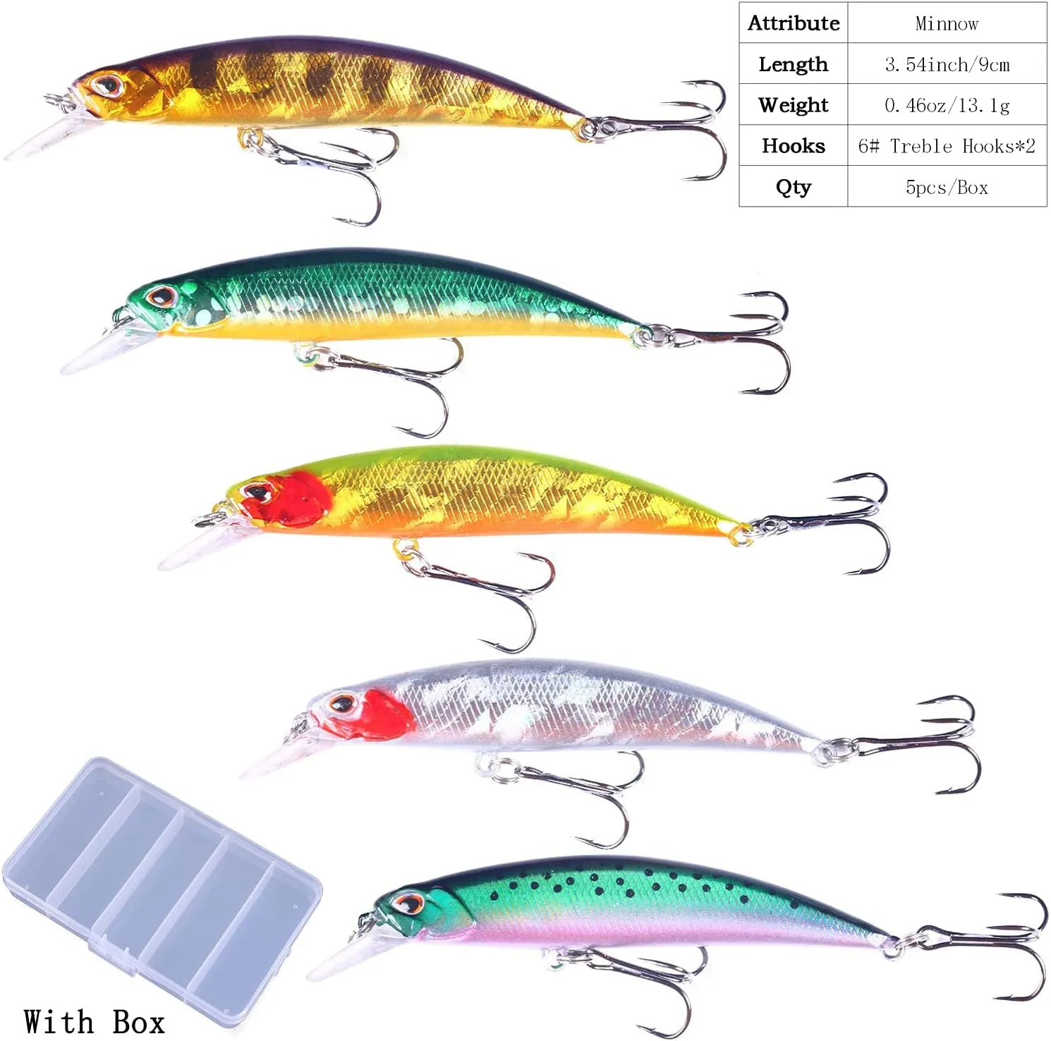 Jerk Baits for Bass Fishing, Jerkbait Fishing Lures, Minnow Lures Jerk Bait for Freshwater/Saltwater Fishing Lures for Trout Pike, 5pcs/10pcs with Box