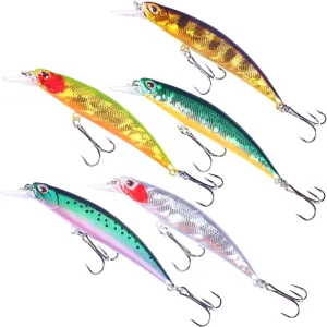 Jerk Baits for Bass Fishing, Jerkbait Fishing Lures, Minnow Lures Jerk Bait for Freshwater/Saltwater Fishing Lures for Trout Pike, 5pcs/10pcs with Box