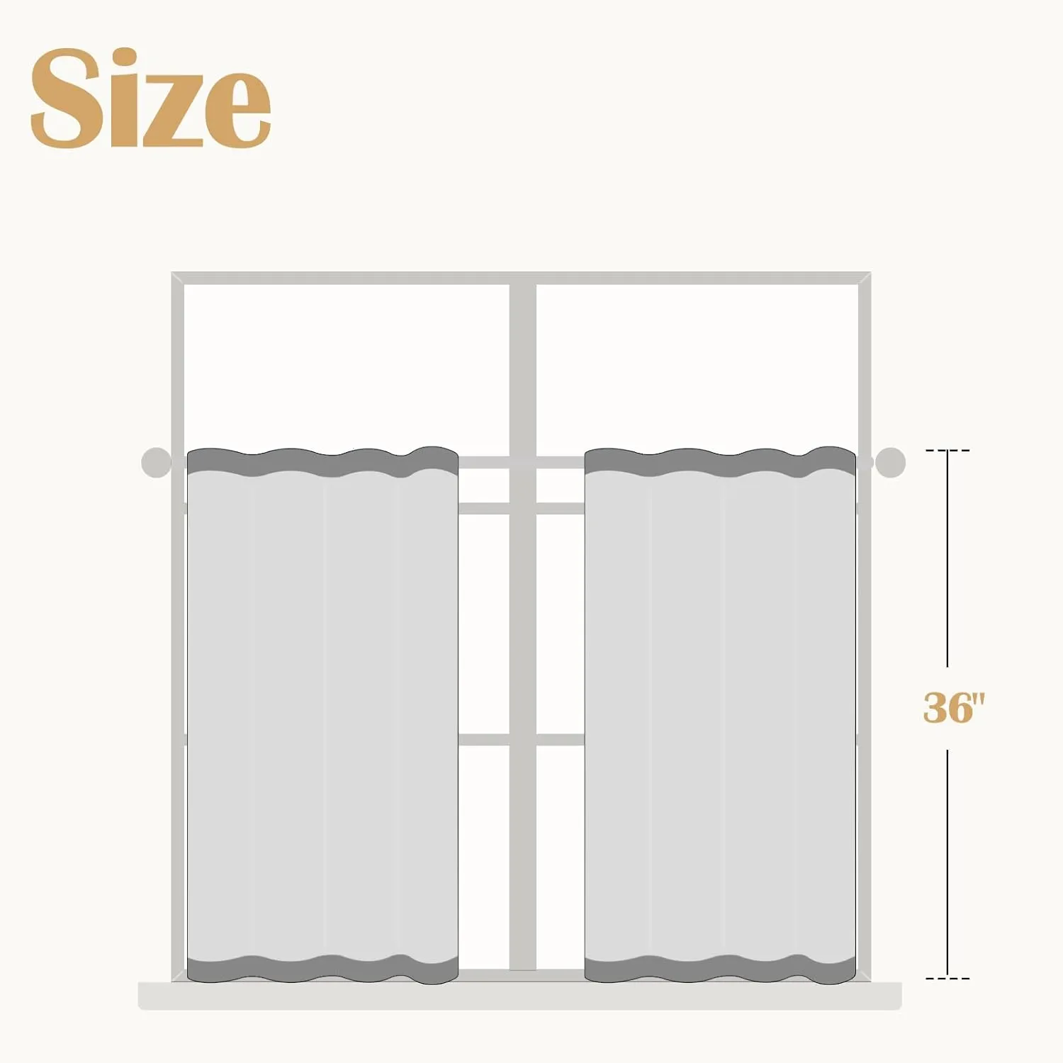 jinchan Linen Kitchen Curtains 36 Inch Length Striped Tier Curtains Ticking Stripe Small Drapes for Living Room Bathroom Cafe Small Window Farmhouse Rustic Pinstripe Rod Pocket 2 Panels Tan