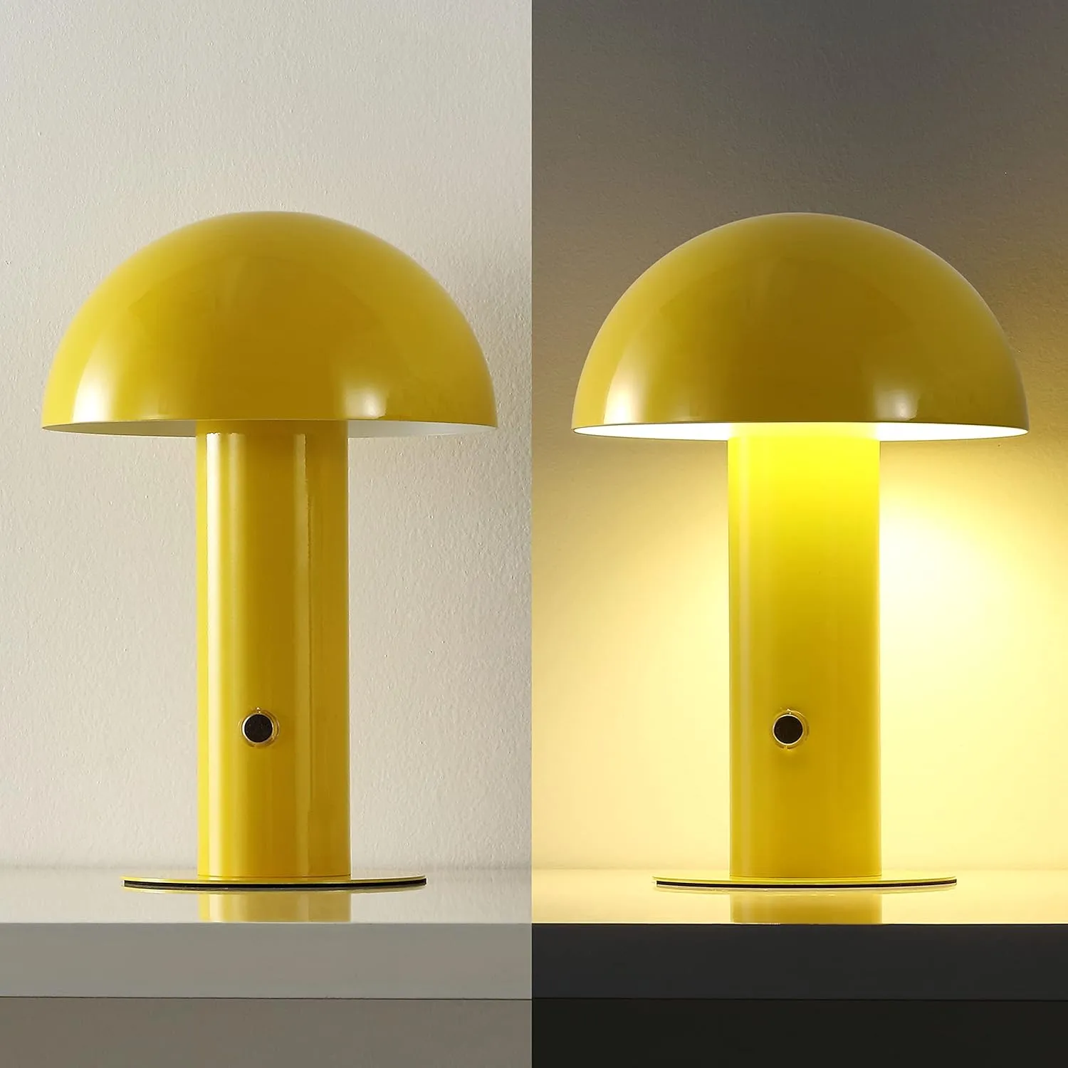JONATHAN Y JYL7115C Boletus 10.75" Contemporary Bohemian Rechargeable/Cordless Portable Iron Integrated LED Mushroom Table Lamp Modern, Coastal Bedside Desk Nightstand Lamp, Yellow