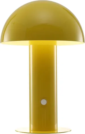 JONATHAN Y JYL7115C Boletus 10.75" Contemporary Bohemian Rechargeable/Cordless Portable Iron Integrated LED Mushroom Table Lamp Modern, Coastal Bedside Desk Nightstand Lamp, Yellow
