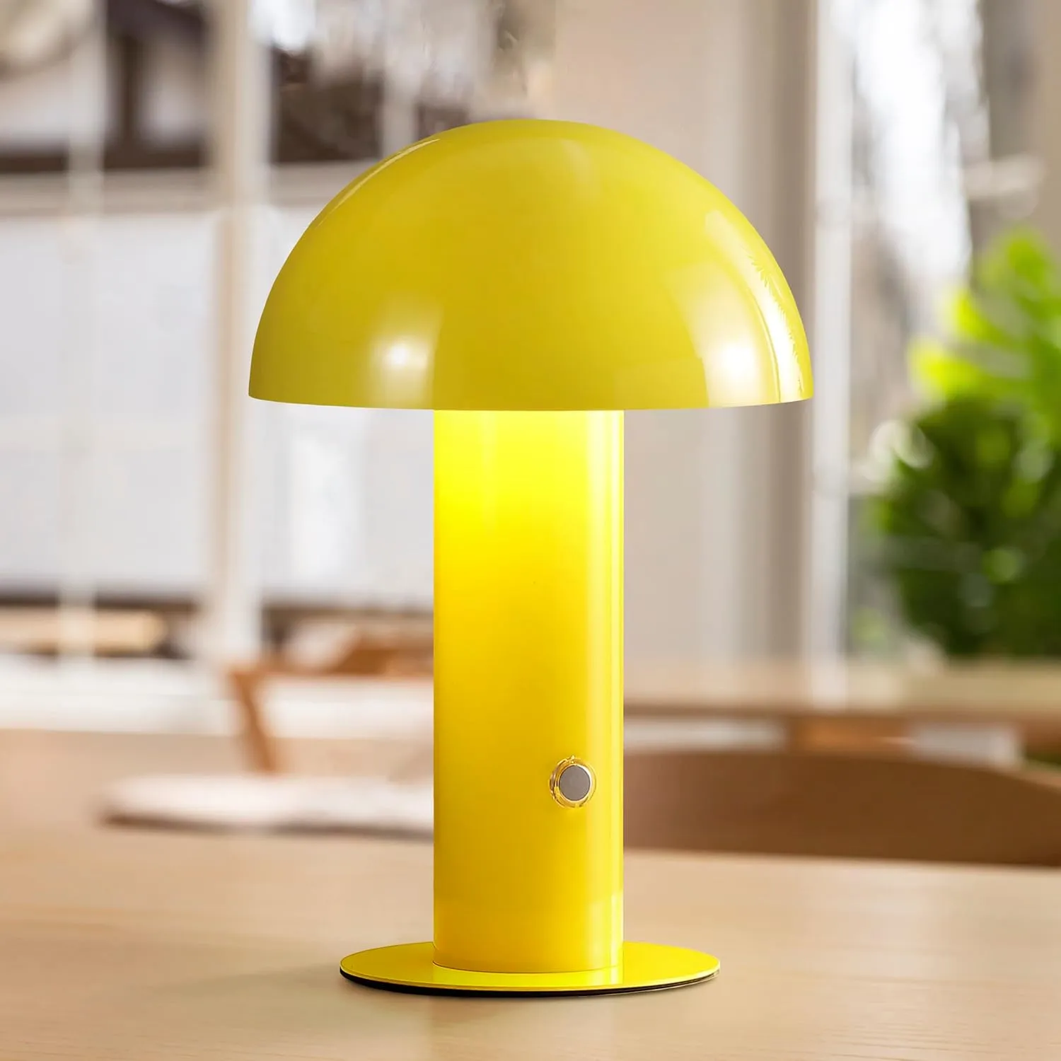 JONATHAN Y JYL7115C Boletus 10.75" Contemporary Bohemian Rechargeable/Cordless Portable Iron Integrated LED Mushroom Table Lamp Modern, Coastal Bedside Desk Nightstand Lamp, Yellow