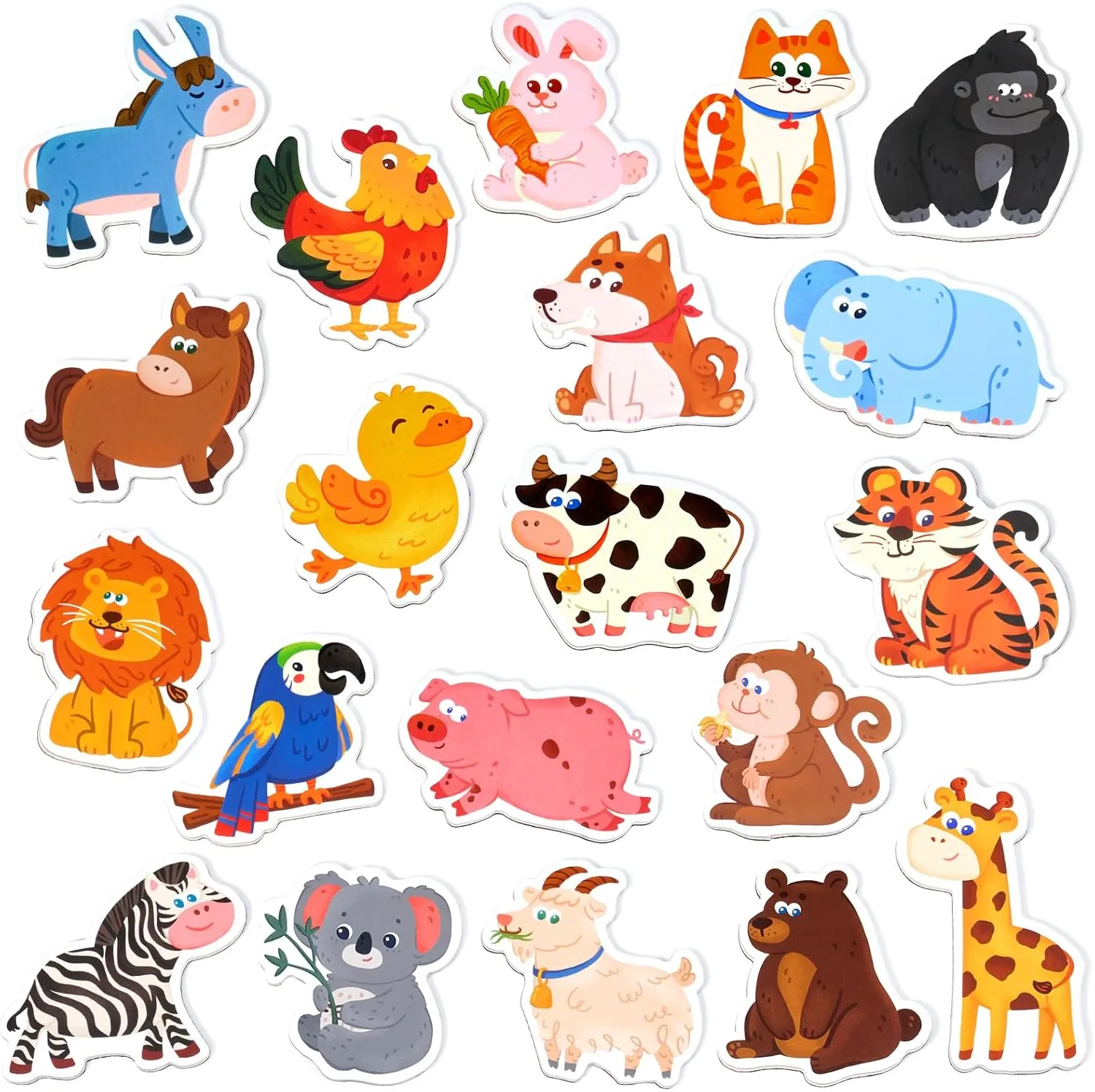 JoyCat Wooden Fridge Magnets for Toddlers, 20 Cute Animals Refrigerator Magnets for Kids, Full Back Magnetic Toys, Fun Educational Baby Learning Gifts for 2 3 4 5 Years Old