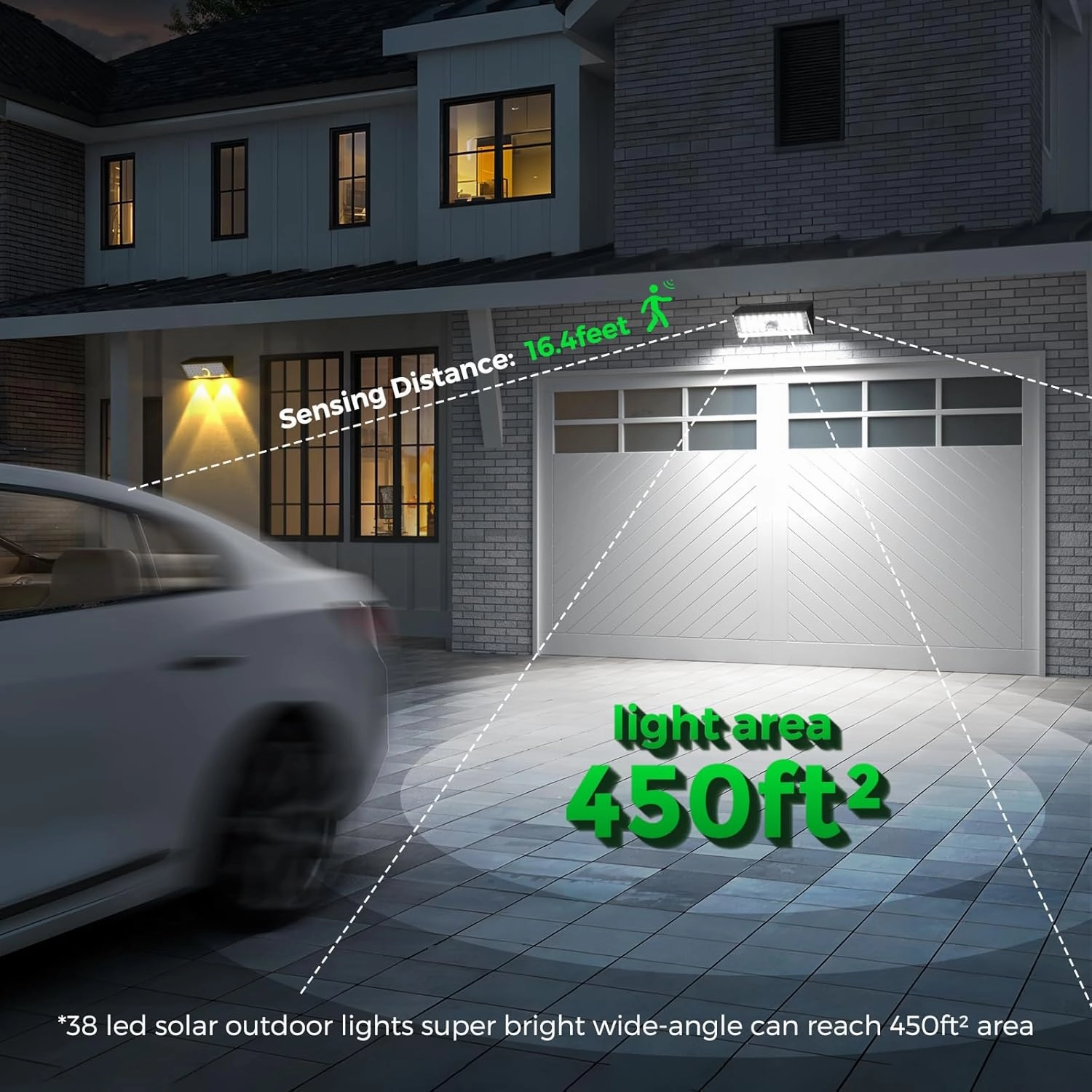 JSOT Solar Lights Fence for Outside, 4 Modes Solar Motion Sensor Lights Outdoor Waterproof I P65, 4Pack Ultra Bright Wall Security Lighting for Yard Garage Front Door Garden - Cool White