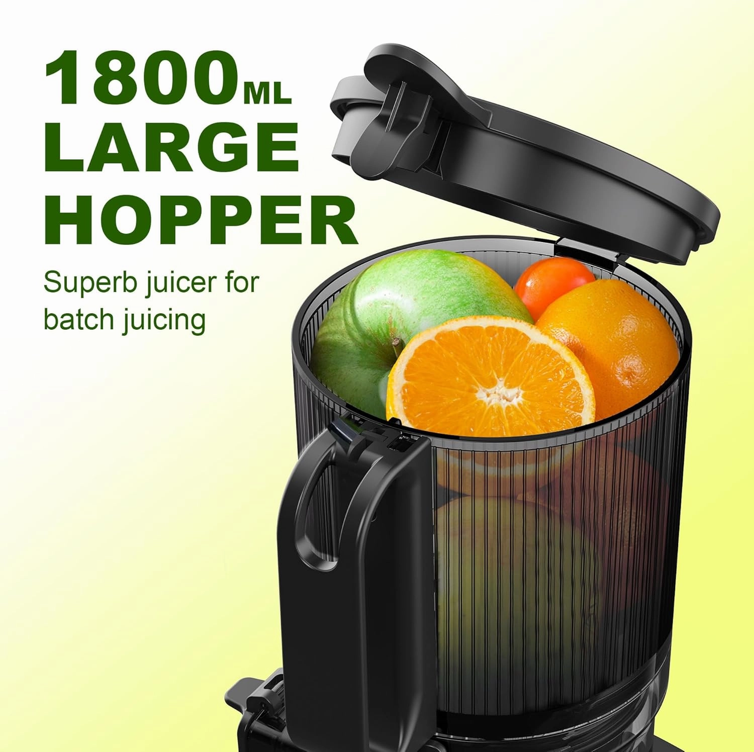 Juicer Machine, 5.3" Wide Chute Cold Press Juicer, BPA-Free, 54oz Large Capacity, Stainless Steel Slow Masticating Juicer for Whole Fruits & Vegetables, Easy to Clean, High Juice Yield,Gray