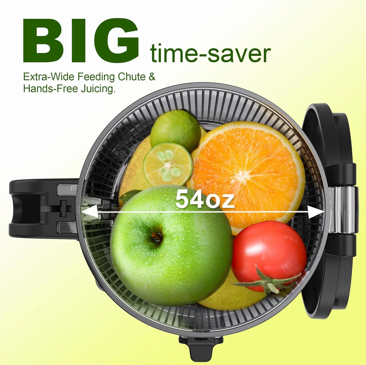 Juicer Machine, 5.3" Wide Chute Cold Press Juicer, BPA-Free, 54oz Large Capacity, Stainless Steel Slow Masticating Juicer for Whole Fruits & Vegetables, Easy to Clean, High Juice Yield,Gray