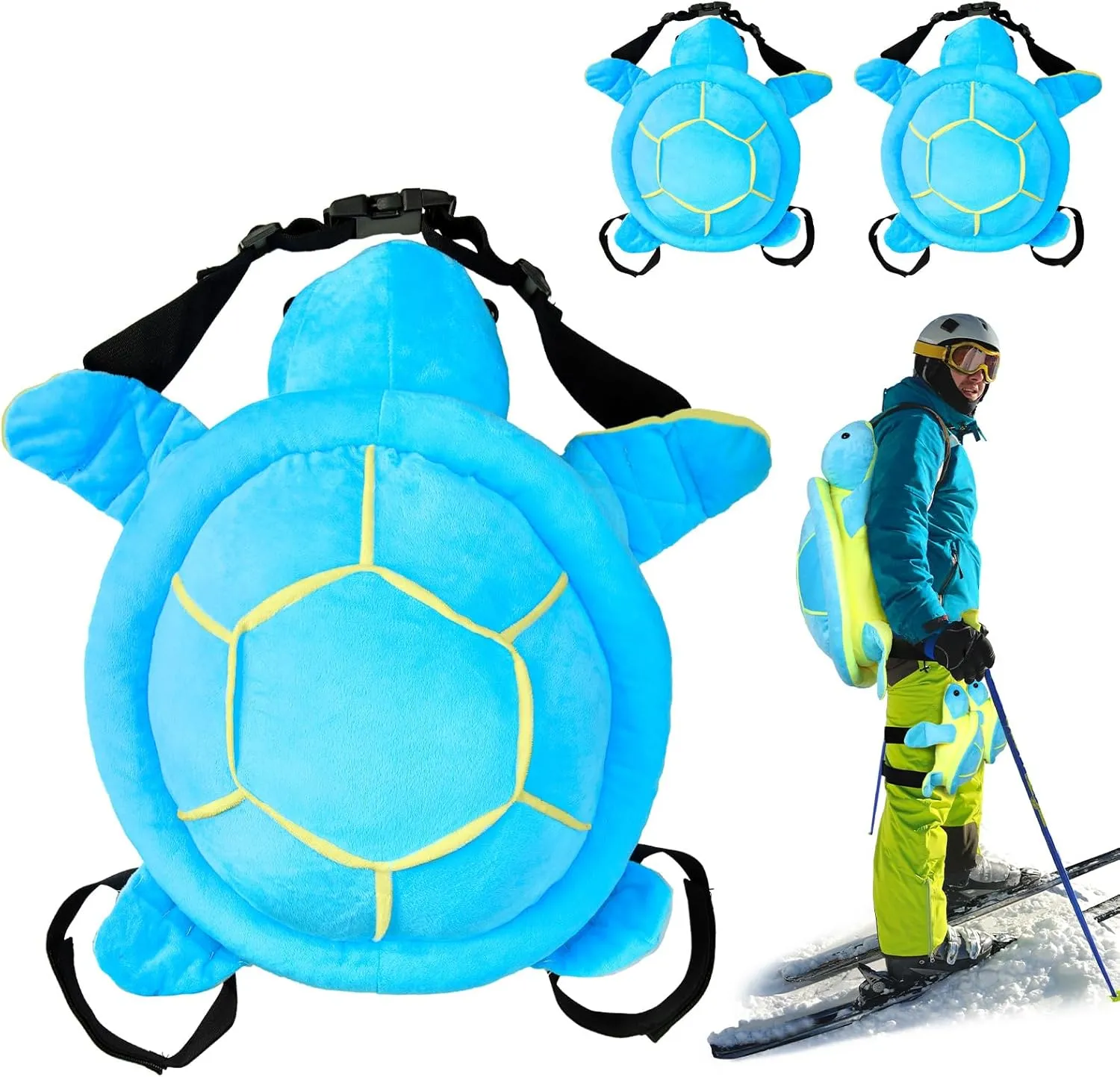 Junkin 3 Pcs Turtle Butt Pads for Snowboarding Ski Protective Gear Set Cute Turtle 3D Hip Protectors for Skating Tortoise Cushion Padded Turtle Knee Pad for Kid Adult Skiing Roller Protection