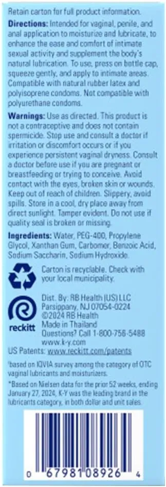 K-Y Liquid Classic Water-Based Body Friendly Formula 4.5 Fl Oz Personal Lubricant for Wetter Sex for Men, Women and Couples & Safe to Use with Latex Condoms (2 Pack)