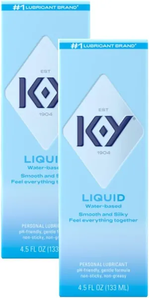 K-Y Liquid Classic Water-Based Body Friendly Formula 4.5 Fl Oz Personal Lubricant for Wetter Sex for Men, Women and Couples & Safe to Use with Latex Condoms (2 Pack)
