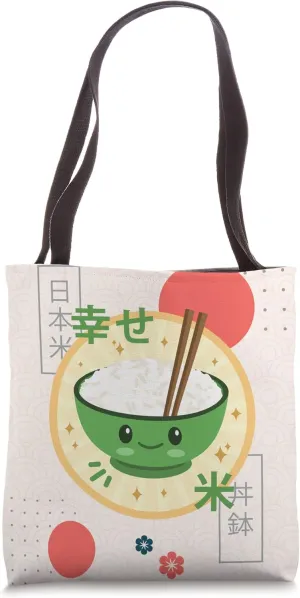 Kawaii Rice Bowl Cute Anime Adorable Funny Japanese Rice Tote Bag