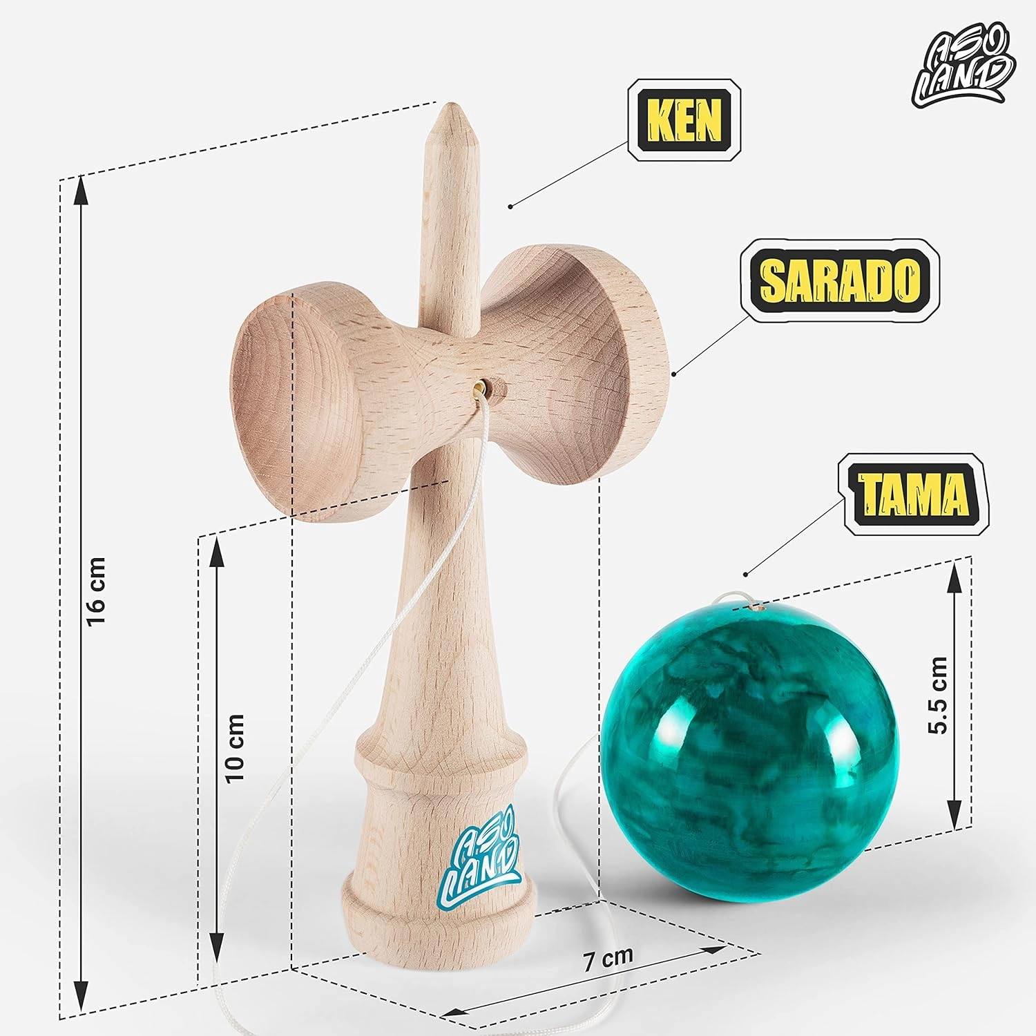 Kendama - Traditional Wooden Toy - Japanese Bilboquet for Children & Adults   Free = A Kendama Holder = Complete Kit for Professionals & Begin (Blue)