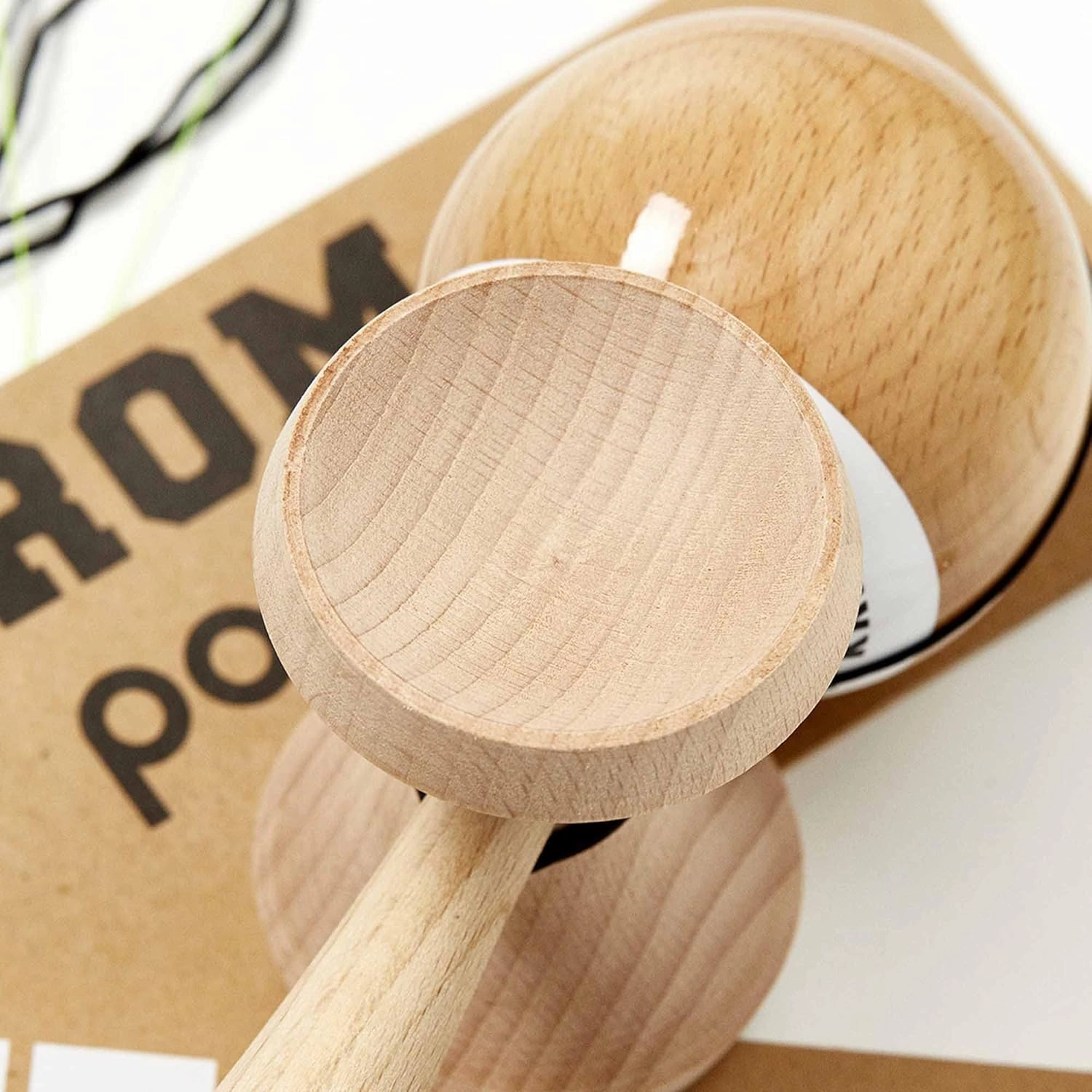 Kendama Toy POP LOL Natural Look - High Wood Quality - Extra Strong - for Beginner and Pro - Gift Pack : Extra String   Stickers