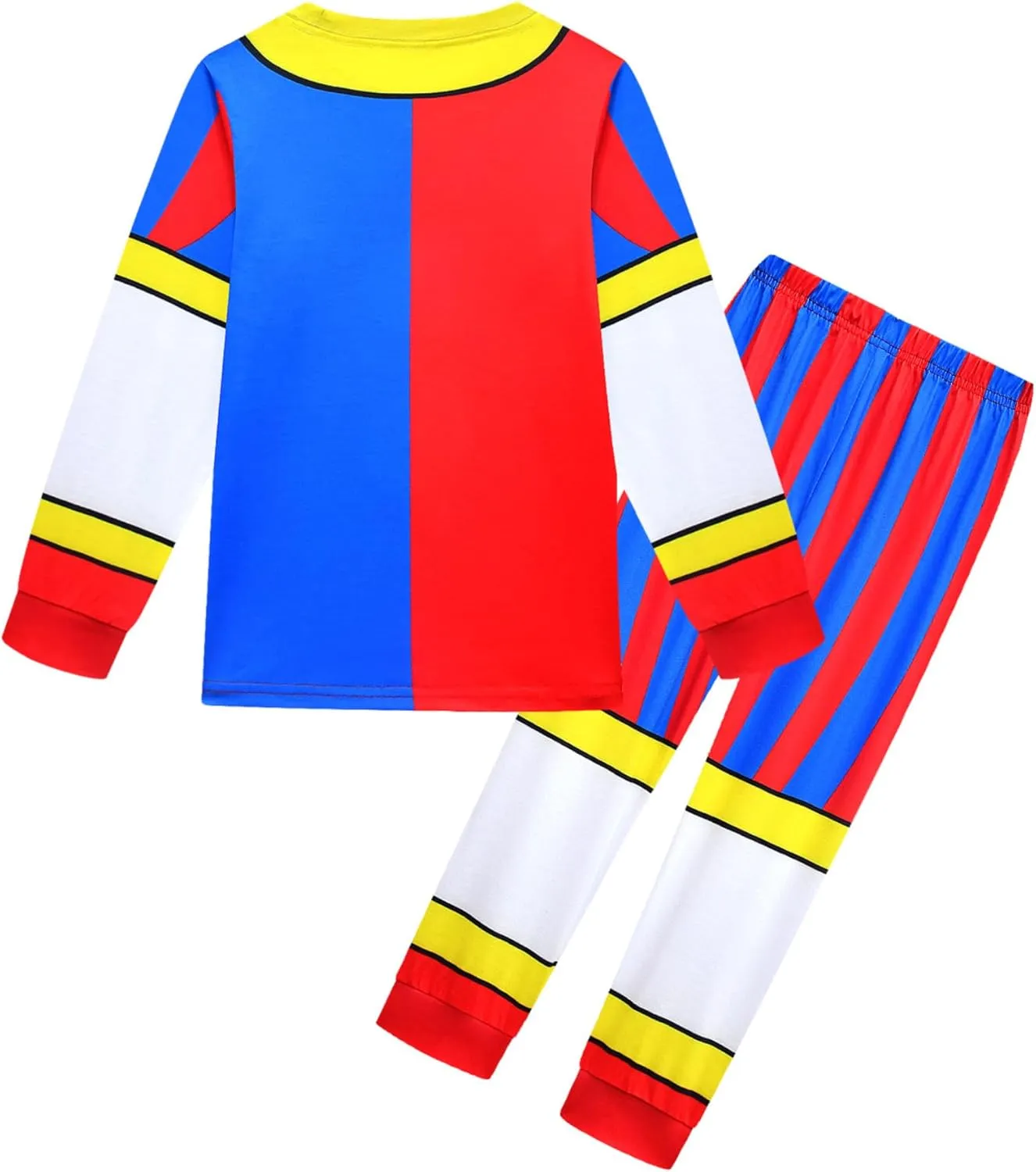 Kid Girls Boys Circus Cosplay Costume Unisex Long Sleeve Tee and Pant Cotton Outfit Set Clown Costume