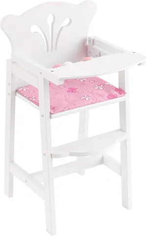 KidKraft Lil' Doll Wooden High Chair, Furniture for 18-Inch Dolls, with Fabric Seat Pad